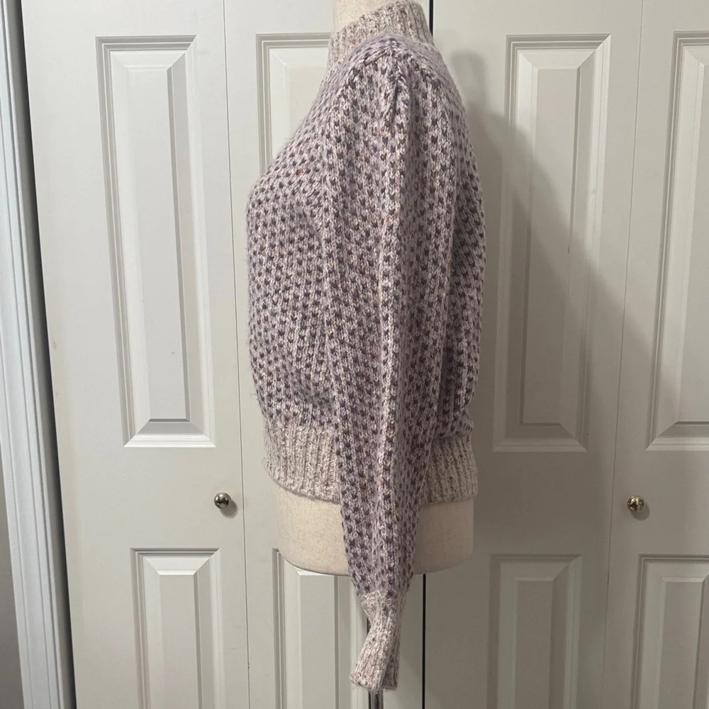 CeCe NWOT❤️ Women's Sweater Textured Cream and Purple - Picture 3 of 13